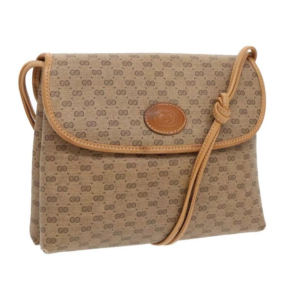 GUCCI Micro GG Supreme Shoulder Bag PVC Beige Gold - Picture 1 of 16